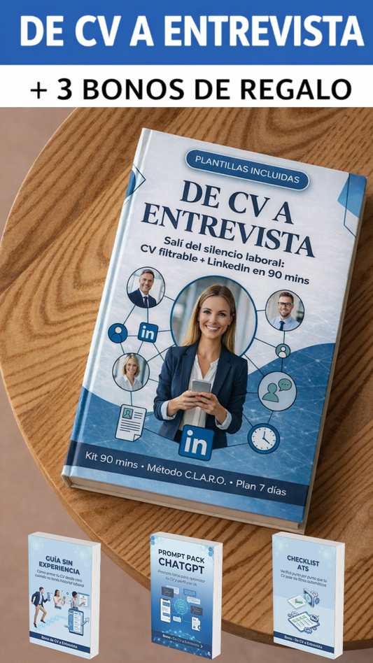 De CV a Entrevista: El método práctico que transforma tu visibilidad, tu perfil y tus oportunidades laborales.